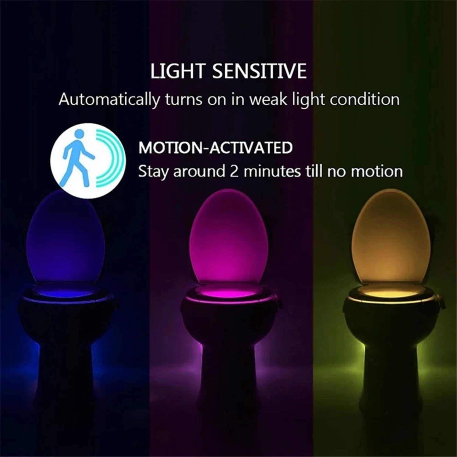 LED Smart Toilet Light PIR Motion Sensor Night Lamp 16 Color Backlight WC Bathroom Night Light