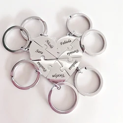Custom Names Heart Puzzle Keychains Engraved Names Puzzled Keychain Stainless Steel keychain