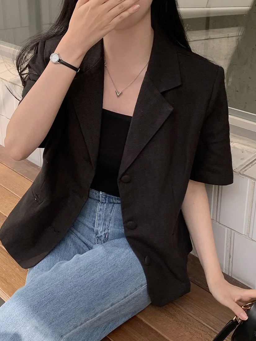 Fashionable Thin Short Sleeve Suit Jacket Women's Spring Popular Design Sense Casual Loose Fit Korean Style Outerwear