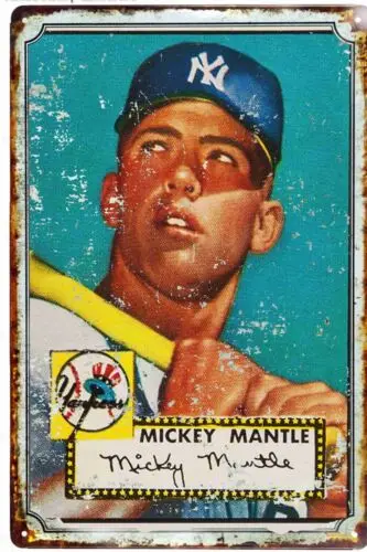 Baseball Legend Mickey Mantle  Tin Sign 8 x 12 ALL METAL