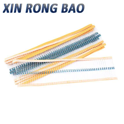 100PCS 1/4W Metal Film Resistor 1% Five-color Ring Power Resistor 0.1~1M 2 4.7 10R 100 220 360 470 1K 2.2K 10K 22K 4.7K 100K Ohm