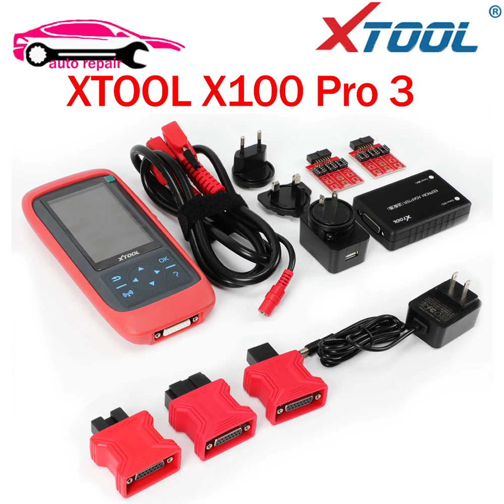 

Новейший программатор ключей XTOOL X100 PRO3 X100 PRO2 OBD2, считыватель кодов автомобиля, диагностический инструмент, 8 услуг, бесплатное обновление с адаптером EEPROM