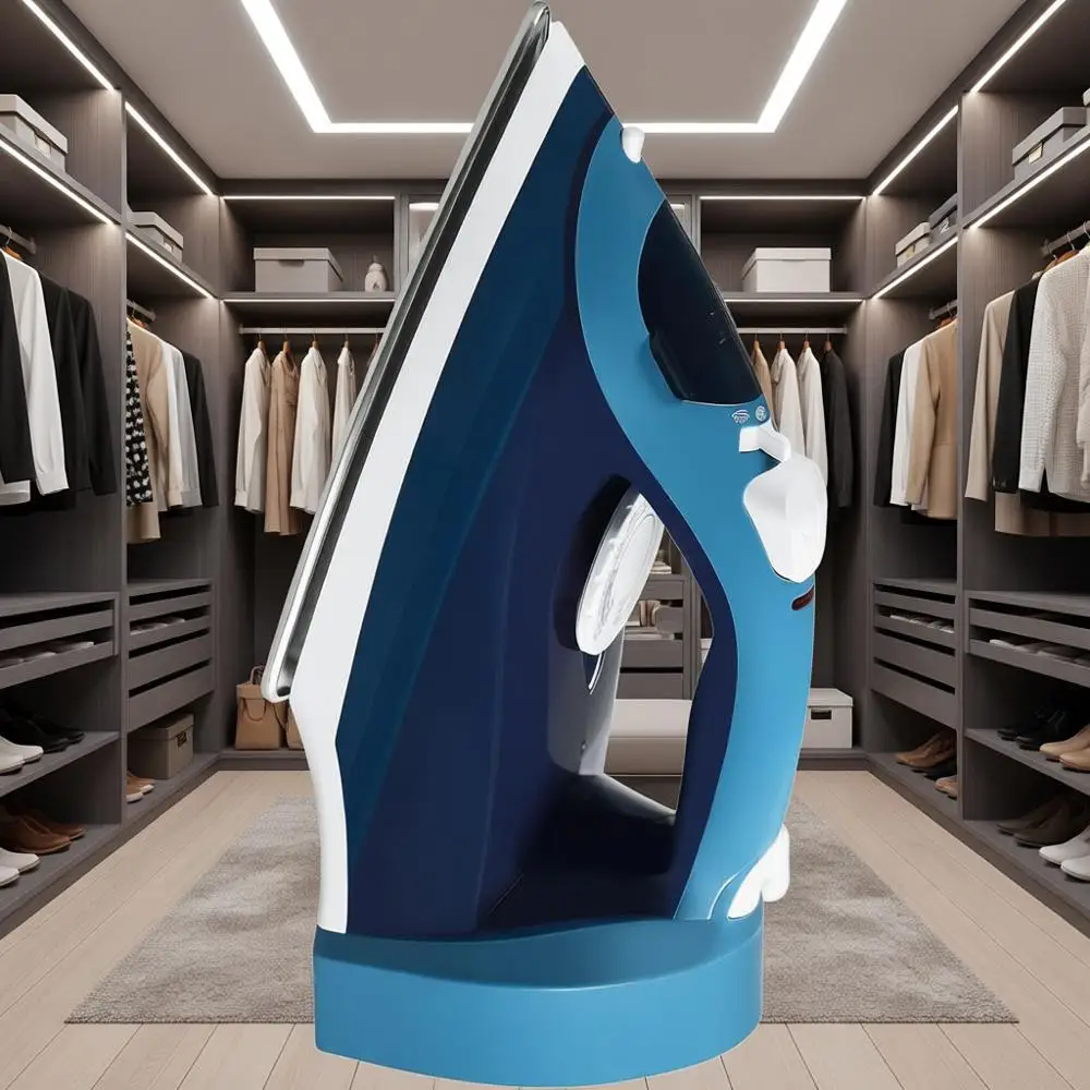 Steam Iron with Retractable Cord, Anti-Drip Design, Spray Mist and Auto Clean Button, 1200W