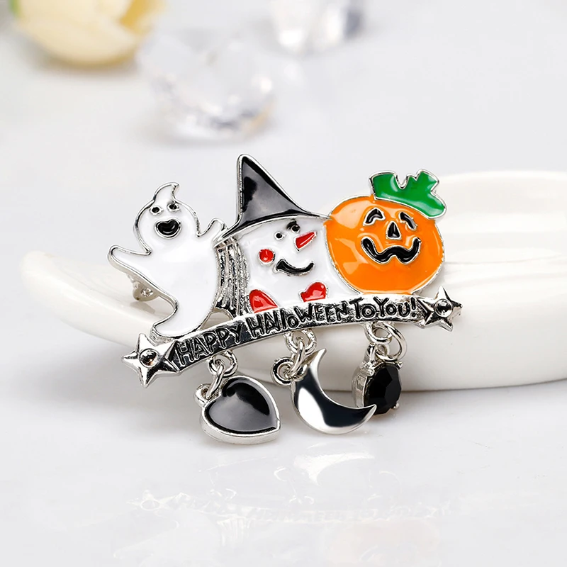 Trendy Halloween Pompoen Ghost Bat Broches Pins Charm Hoed Rugzak Kleding Accessoires