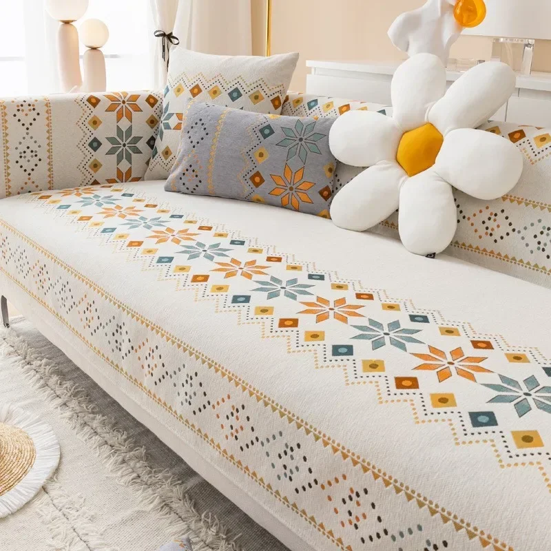 EIFLOY-Boho Chenille Sofa Cover, 2, 3, 4 Seater, L Shape Couch Cover, Non-slip, Leather Furniture Slipcovers, Sofa Seat Cushion