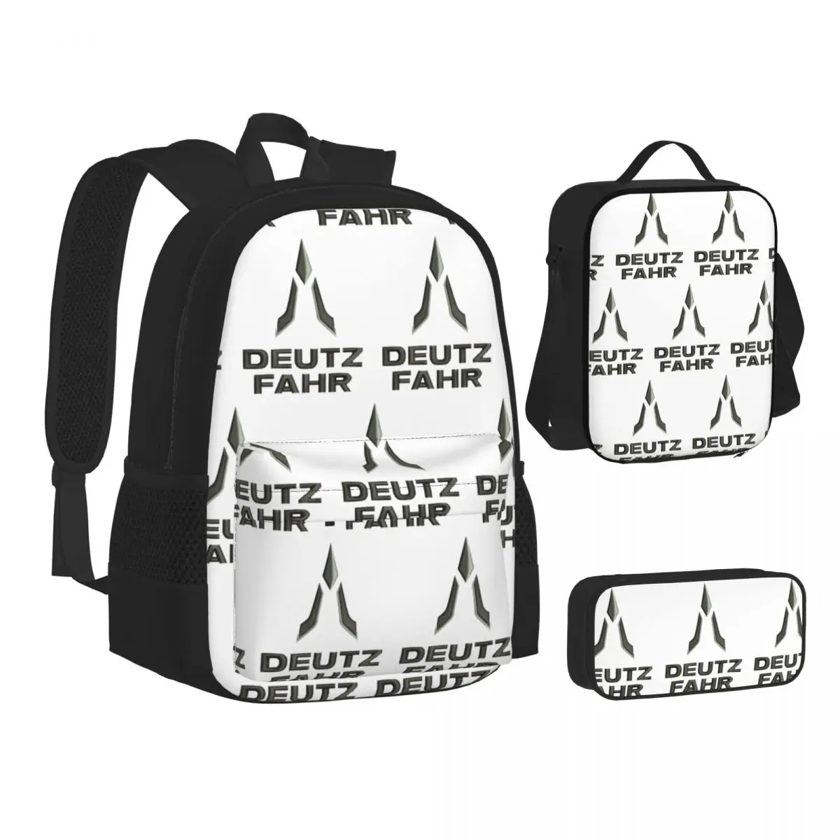 Deutz Fahr Logo Backpacks Students Bookbag School Bags Kids Rucksack Lunch Bag Pen Bag Three-Piece Set