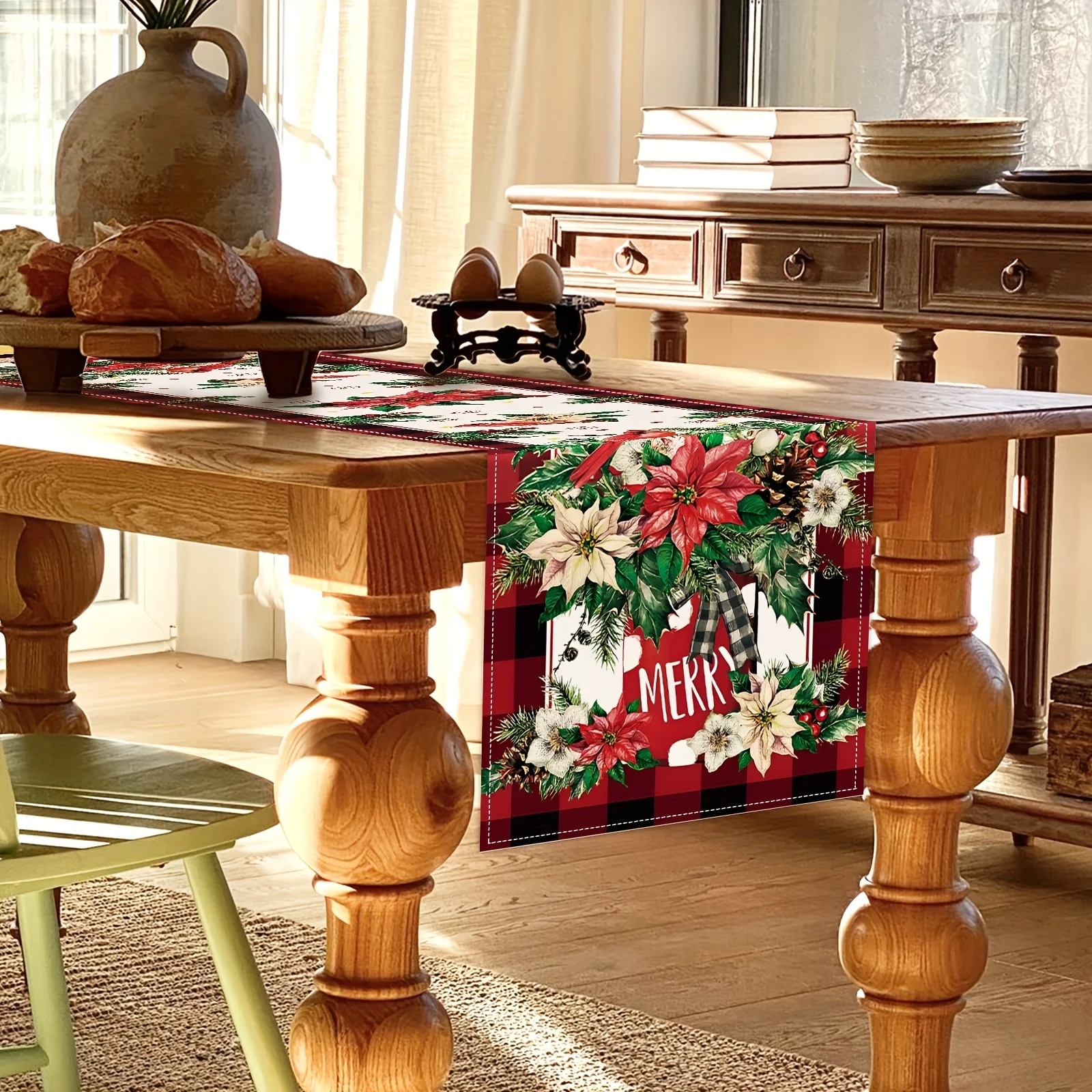 Christmas Cardinal Poinsettia - Christmas Table Runner recension och pris