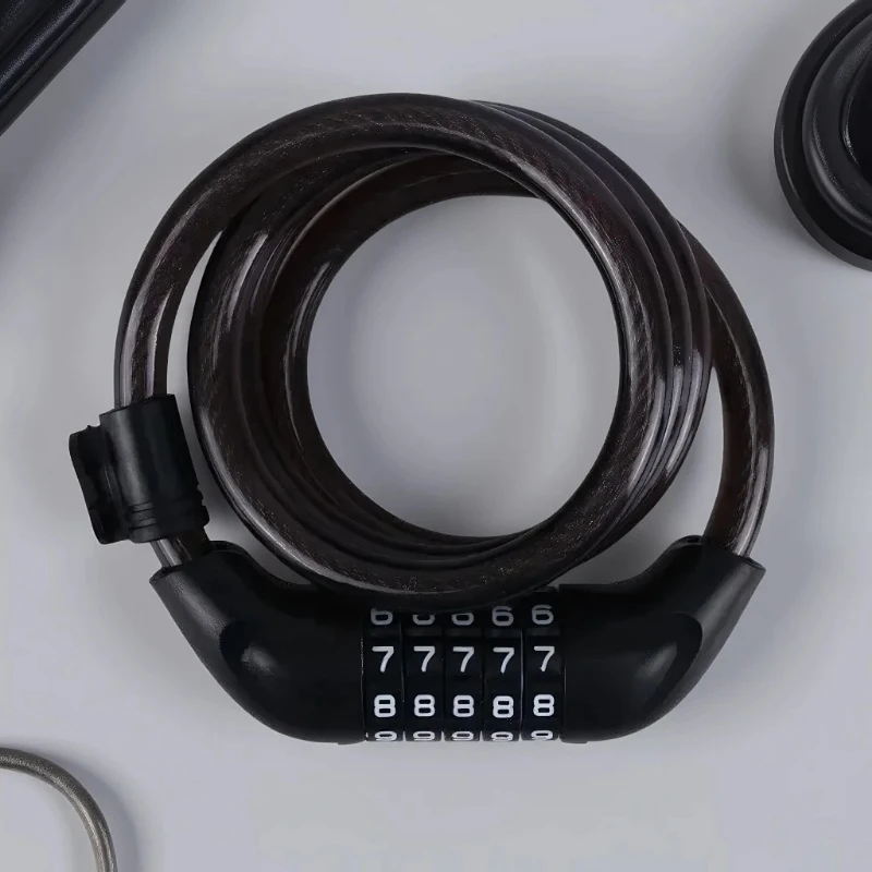 Bicycle 5 Digit Code Cable Lock, Anti-Theft Password Bike Security Steel Cable Cycling Lock, Bike Parts*