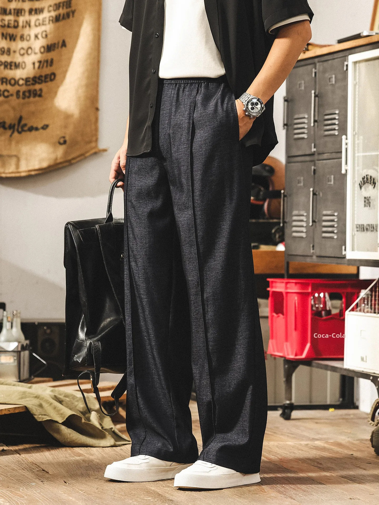 

Высококачественные повседневные длинные брюки свободного кроя в американском ретро-стиле с плиссировкой, прямые, драпированные, дышащие, тонкие, летние