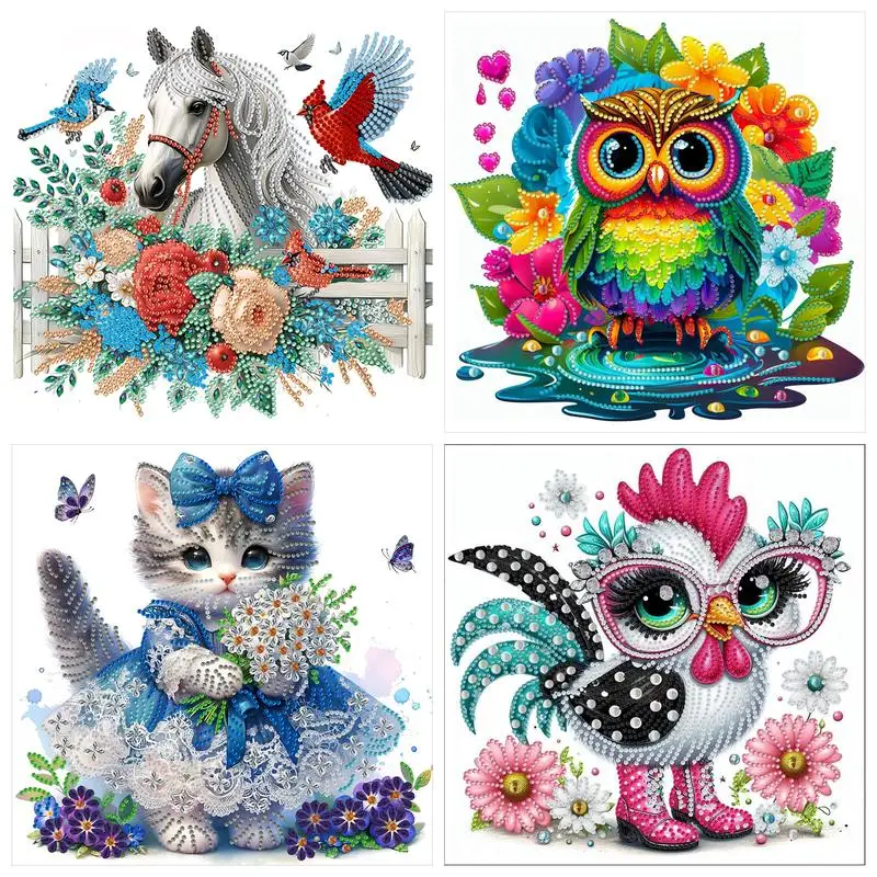 

PhotoCustom 5d Diy Diamond Painting Kit Animal Picture Irregular Shaped Rhinestones Partial Drill Canvas Art Craft Handmade Crea