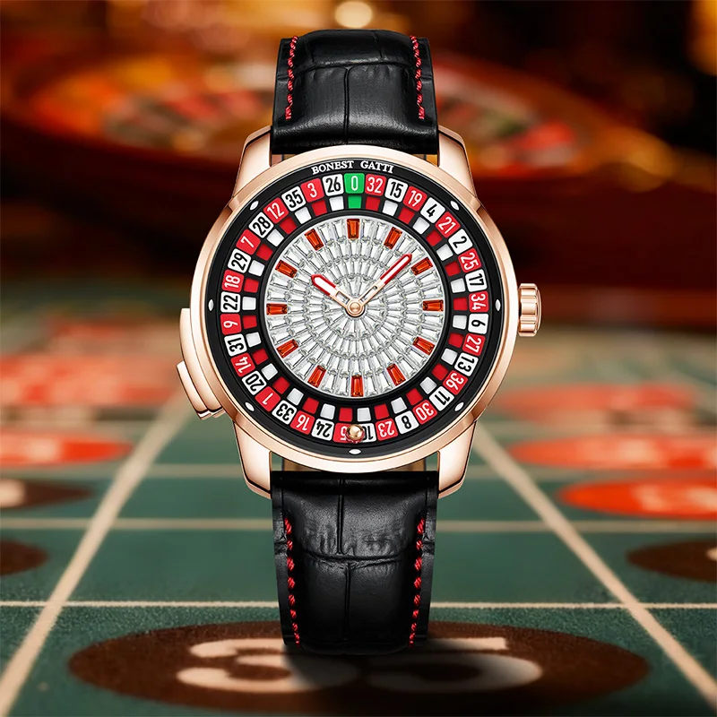 

BONEST GATTI European Roulette Fun Game Design Men's Watch Party Mechanical Watch Stainless Steel Men's Watch Luxury New Edition