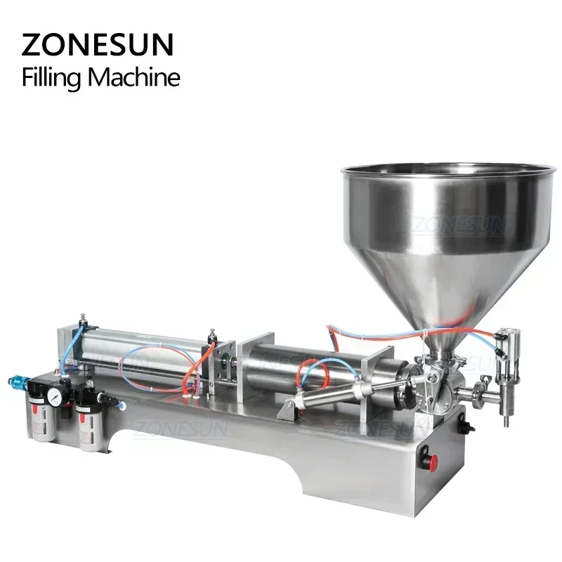 ZONESUN Single Head Fully Pneumatic Paste Liquid Filling Machine for Tomato Sauce, Alcohol & Liquid Bottles