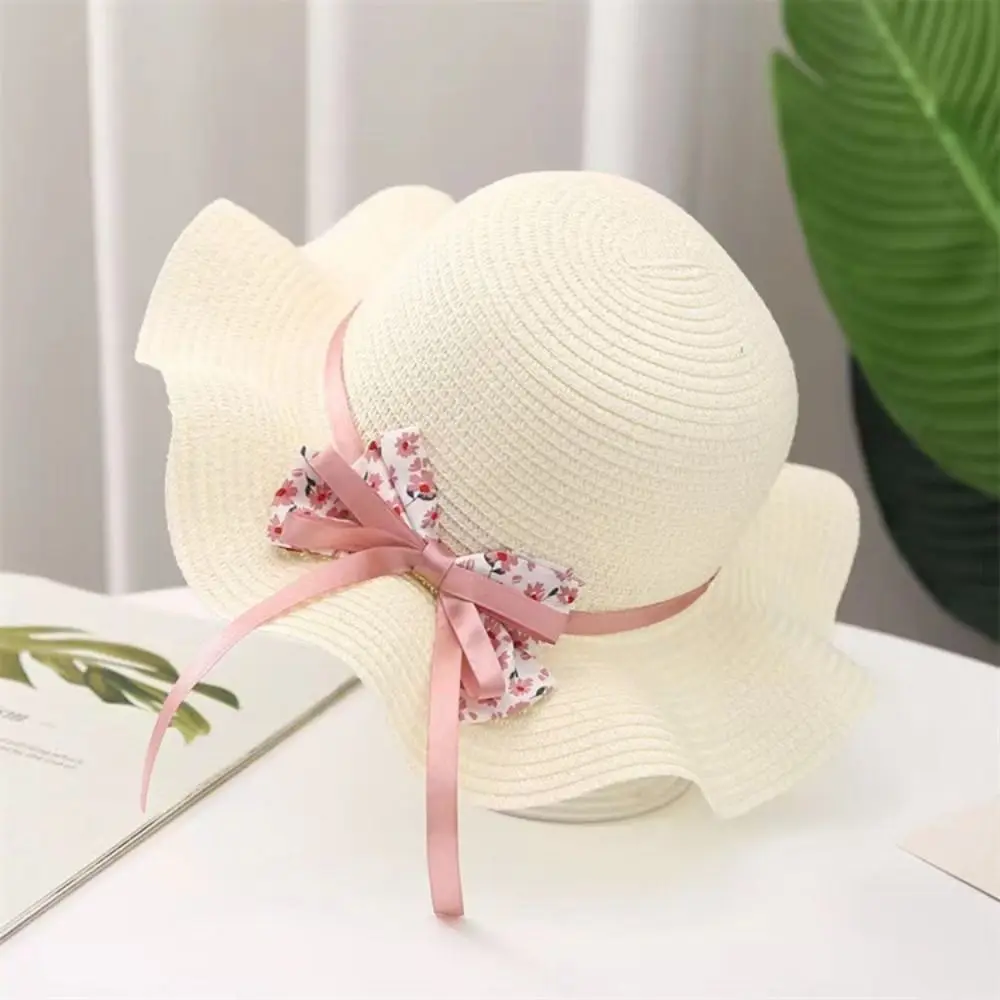 

Праздничная соломенная шляпа с широкими полями и сумкой: дышащая, милая, с защитой от солнца и УФ-излучения, для девочек