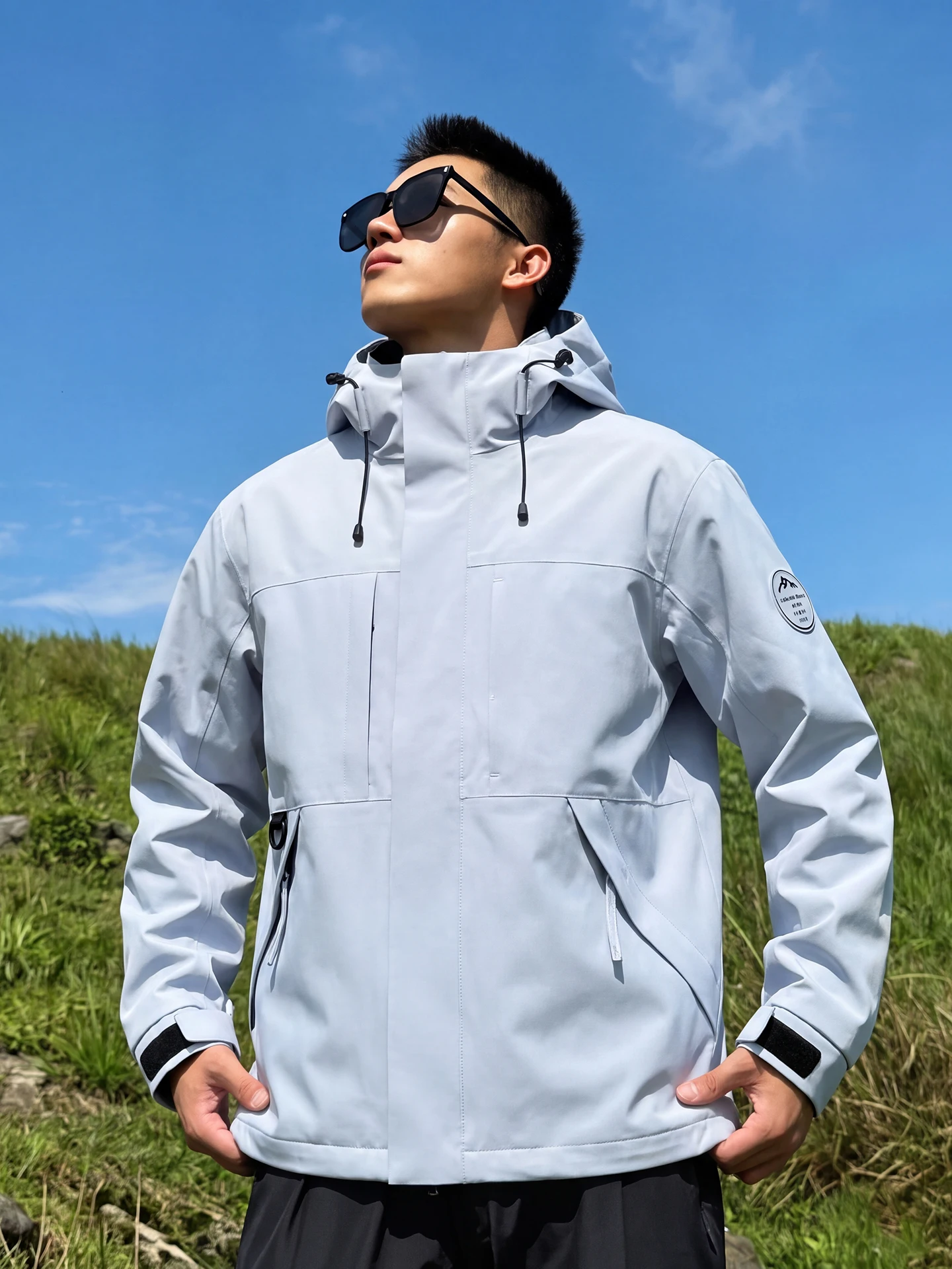 Unisex Three-in-One Outdoor Windproof Jacket Detachable Inner Liner Warm Fleece Trendy Autumn Winter Casual Loose Fit Hooded