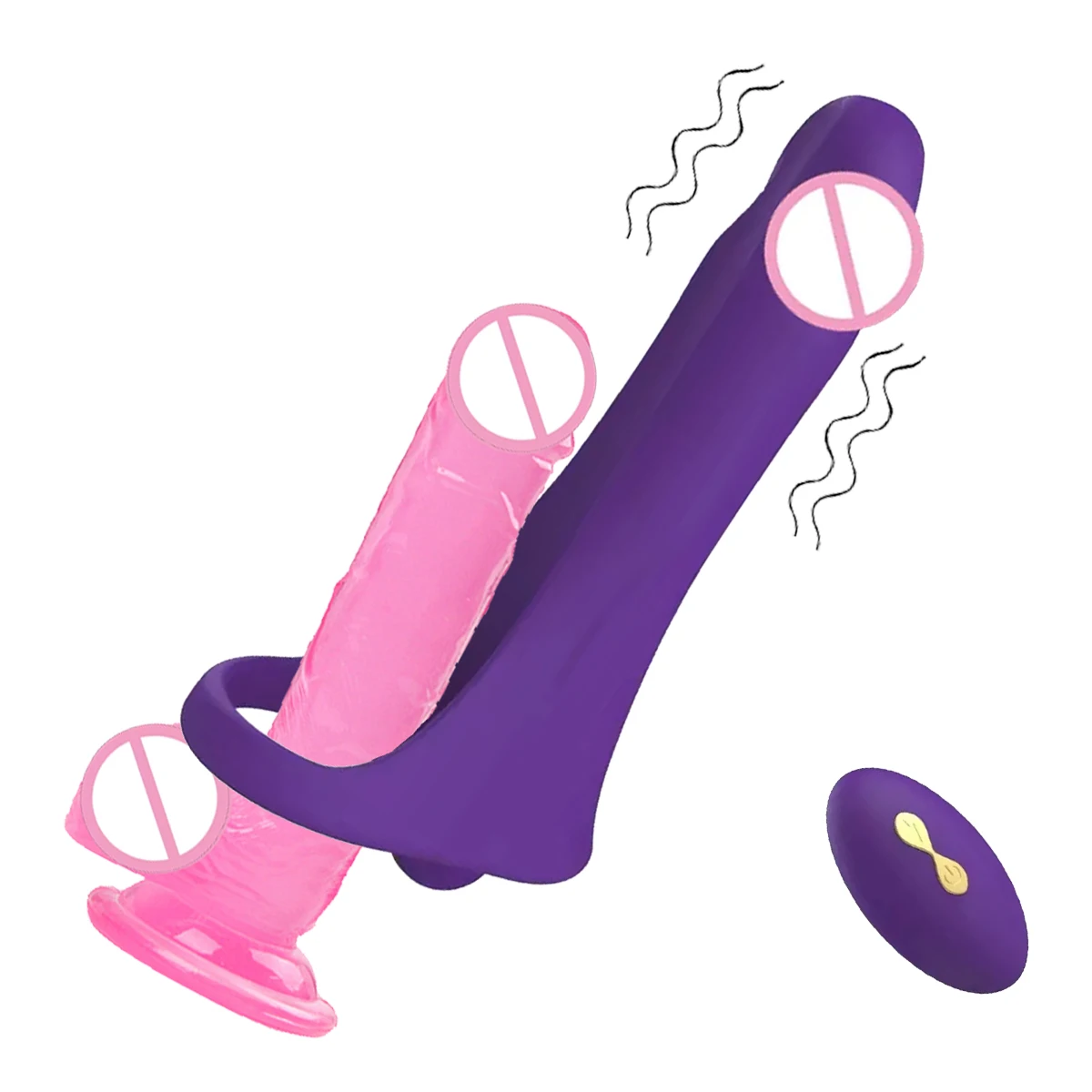 Silicone Strapless Strap on Dildo Vibrator for Men Double Ended Wearable Prostate Massager with Remote Control Anal Pegging Toy