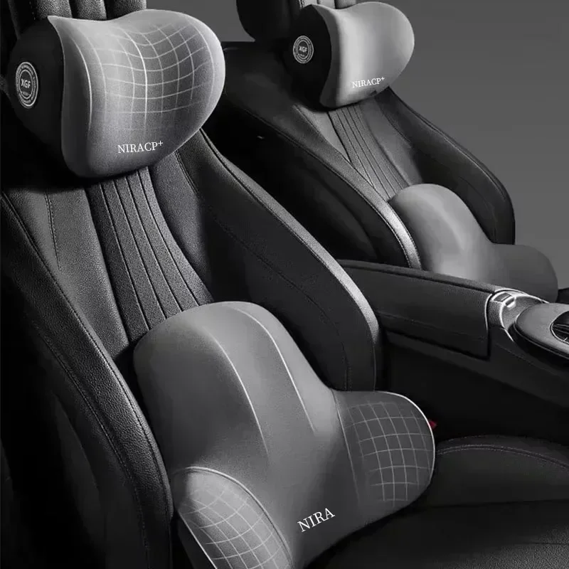 Car Neck Pillow Lumbar Backrest Cushion Set Memory Foam Headrest Essential Car Interior Accessories for Driving Comfort