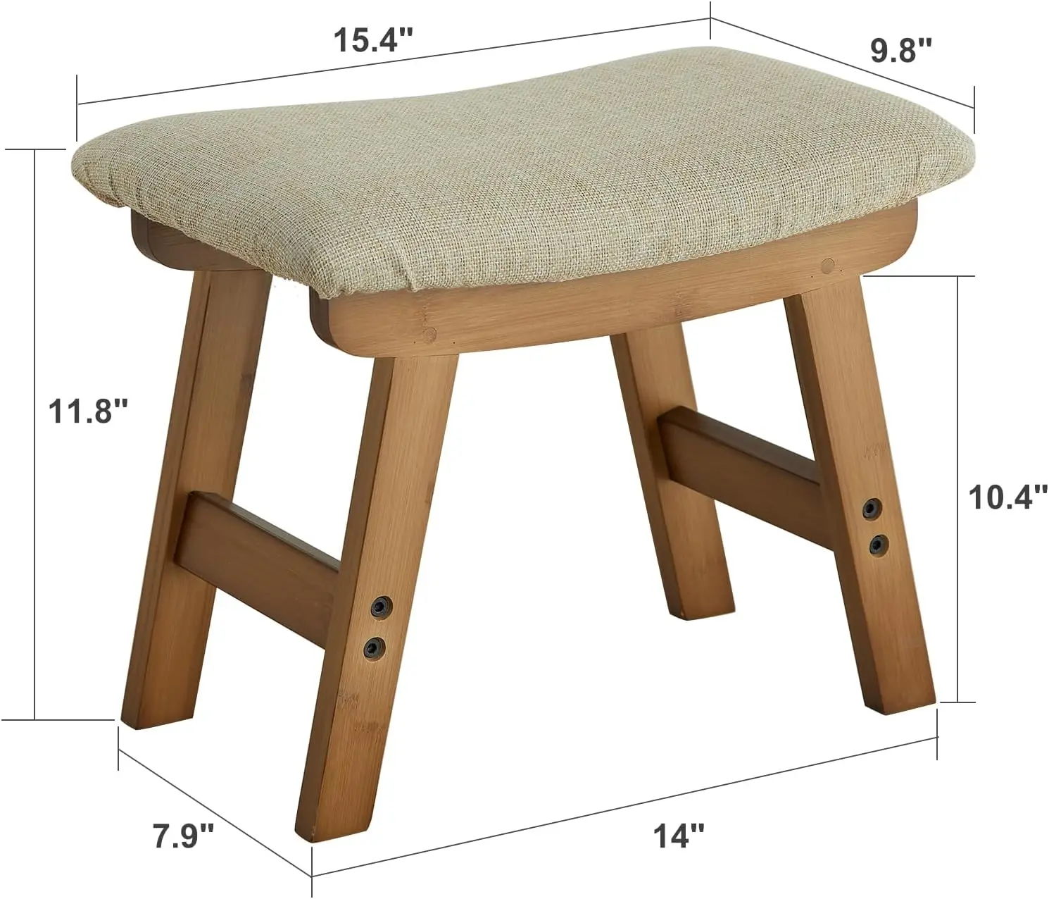 

Foot Stool,Ottoman Foot Rest,Bamboo Foot Stool Under Desk,Small Stool For Living Room, Bedroom And Kitchen (Brown Legs - Beige