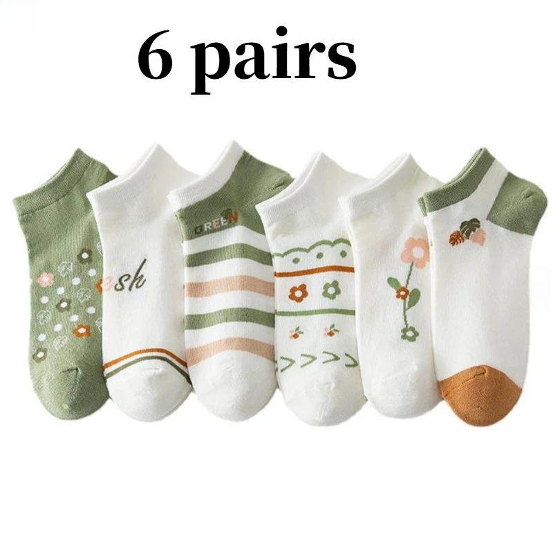 6/10 Doppel Frühling Sommer Baumwolle Socken Modo Blumen Muster Baumwolle Socken.