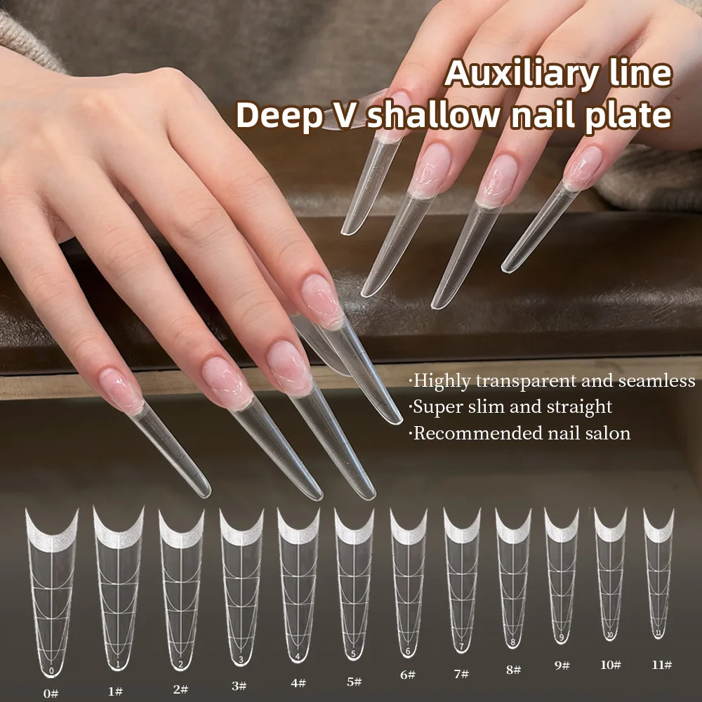 KANIU 360PCS/340PCS Per Box Long Pointed Long Trapezoid Long Oval Nail Tips Transparent Full Cover Extension False Nail Tips