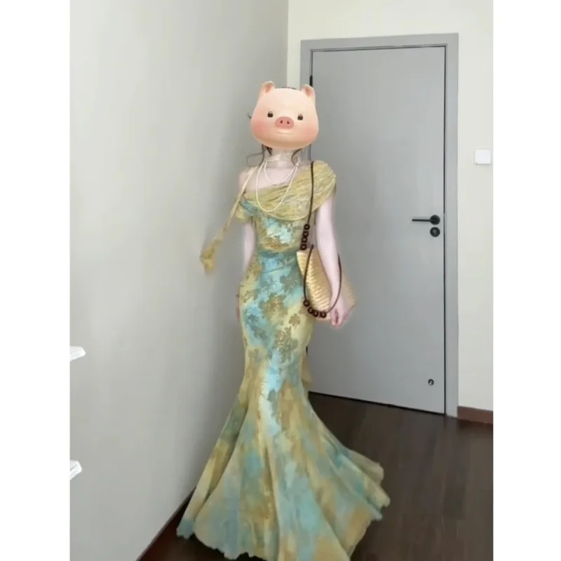 

Women Fashion Dress Summer Unique Design Chinese Style Retro Super Beautiful Slim Fit Flare Dress