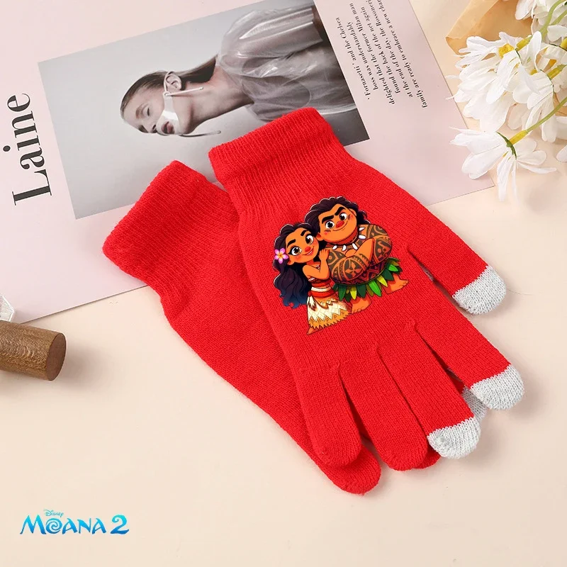 Moana 2 Knitted Gloves Girl Cute Anime Derivative Surrounding Mittens Winter Outdoor Warm Thick Gloves Children Christmas Gift