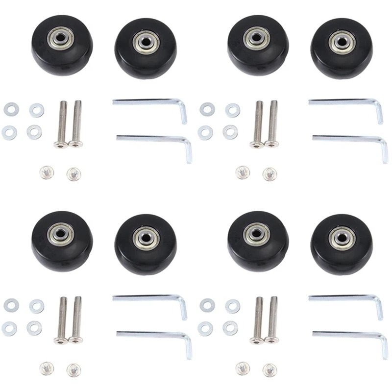texu-50x24mm-荷物スーツケース交換用ホイール-8-個セット、pu-スイベルキャスターホイール炭素鋼ベアリング修理キット