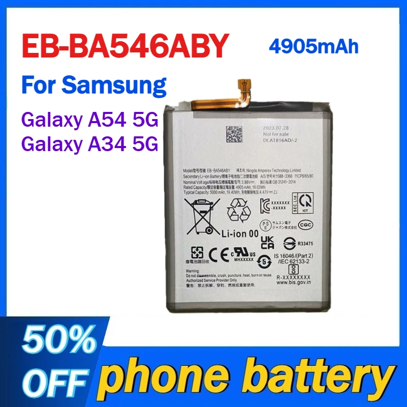 

EB-BA546ABY 4905mAh Battery For Samsung Galaxy A54 5G/A34 5G A346 Mobile Phone Batteries