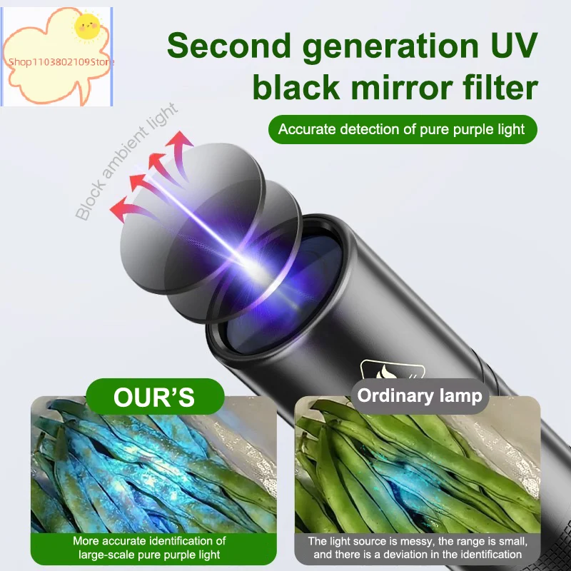 【HT】【YH】Ultraviolet Light Vegetable Testing Lamp Fluorescent Agent Testing Flashlight