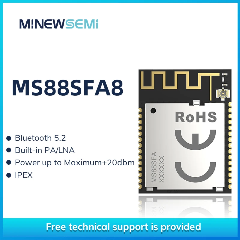 Fully-certified nRF52833 Bluetooth Module BLE 5.2 + PA Module Support Long Range with IPEX