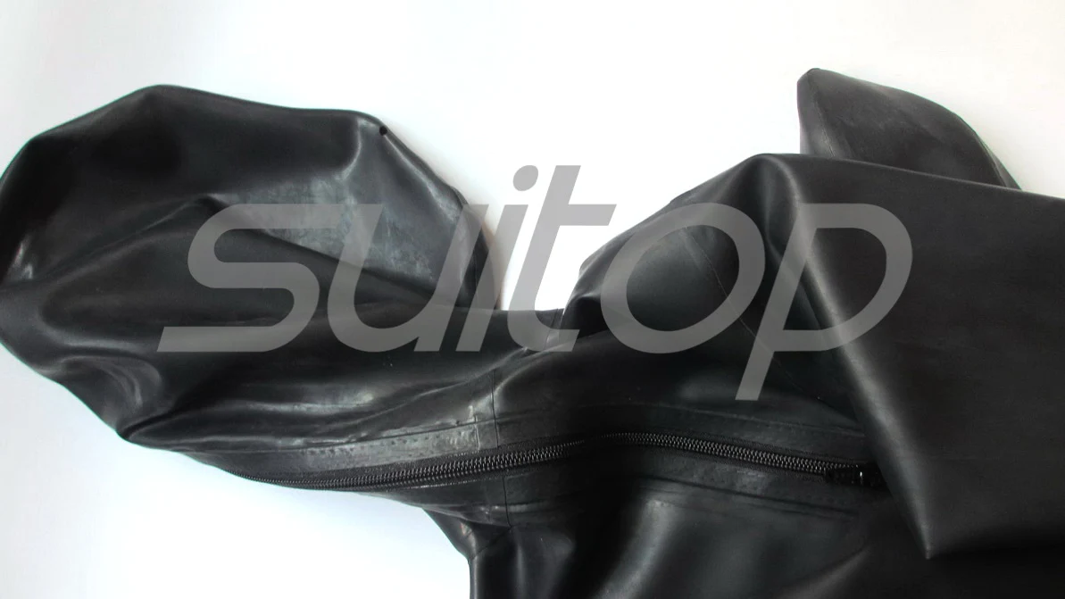 Suitop Мужской латексный комбинезон с полным покрытием, резиновый зентай с пени, презерватив для мужчин (молния сзади) (только открытый нос)