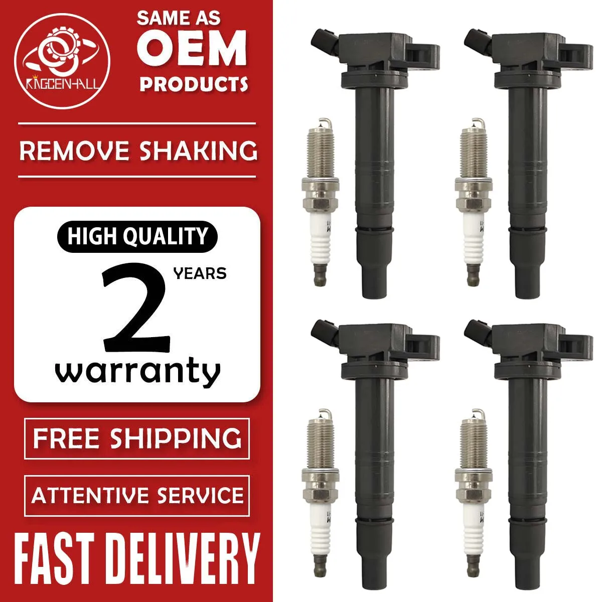 

4pcs Ignition Coil and 4pcs Spark Plug Kit For Toyota 4Runner 2003-2010 9091902260