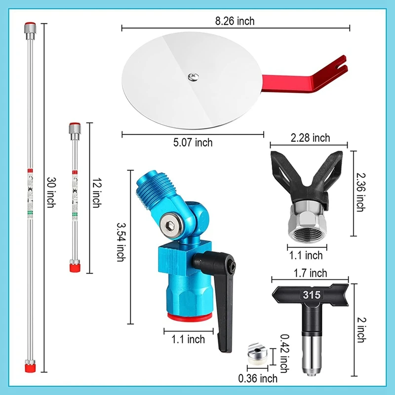 7 ชิ้นสเปรย์ท่องเที่ยวอุปกรณ์เสริมเครื่องมือ Airless Paint Sprayer ท่องเที่ยวขอบสเปรย์เครื่องมือสําหรับ Airless Paint Spray ภาพวาด