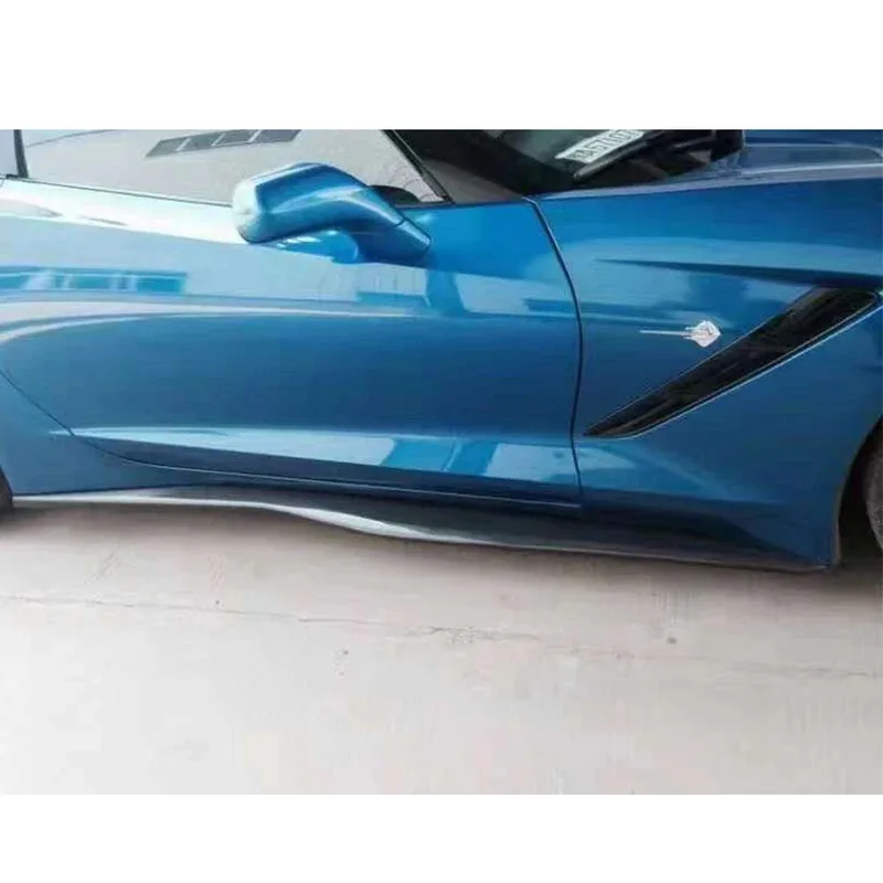 For Chevy Corvette C7 Z06 2014-2018 Carbon Fiber Side Apron Splitter Cup wings canards apron Bumper Side Seller automotive parts
