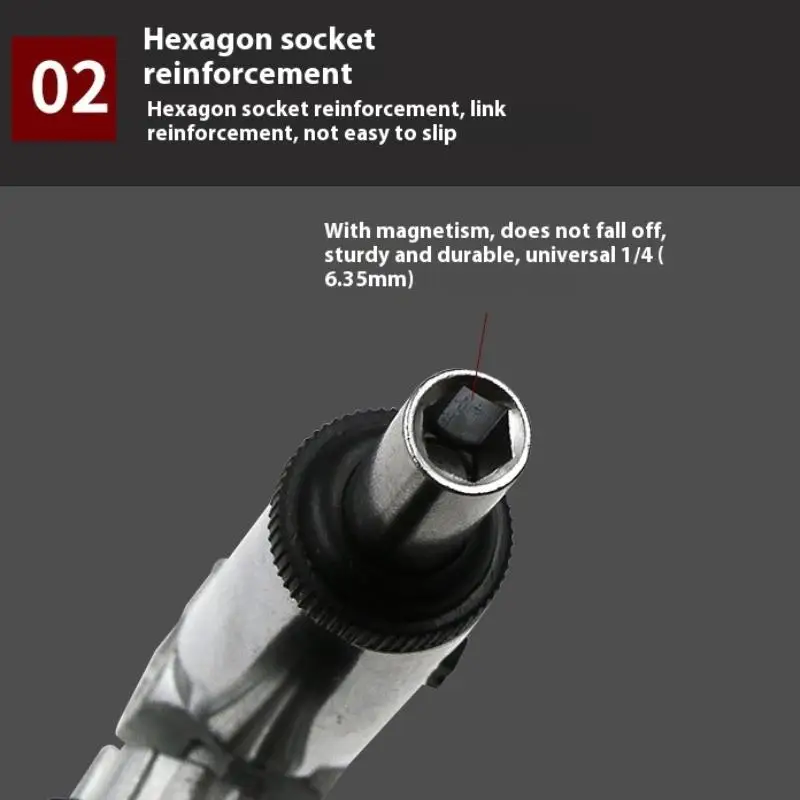 متعددة الوظائف المغناطيسي بت مفك براغي بسقاطة زاوية متغيرة 0-180 درجة يمكن تحويلها اليسار واليمين 1/4 بوصة واجهة عرافة