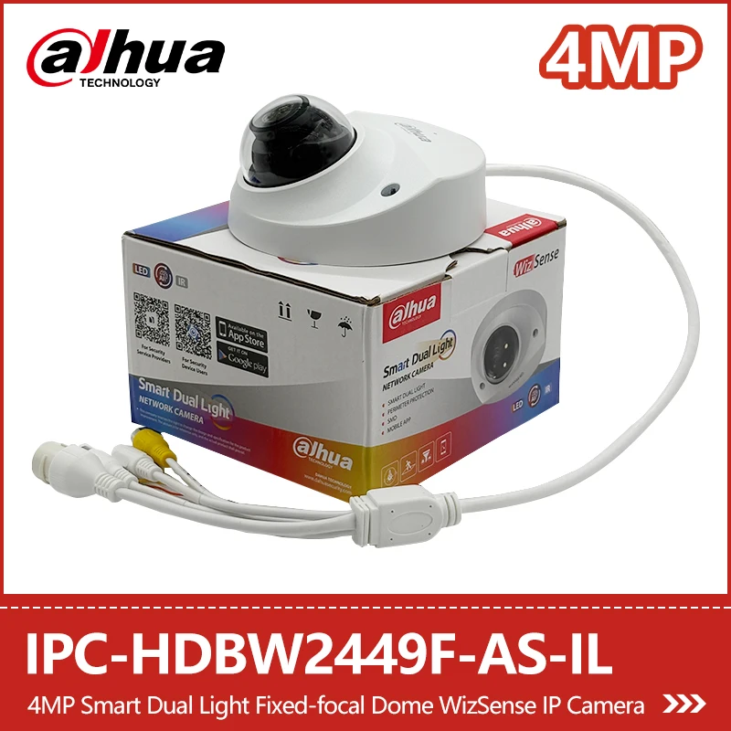 

Dahua 4MP Smart Dual Light Fixed-focal WizSense IP Camera with Built in Mic Human&Vehicle Detection PoE Cam IPC-HDBW2449F-AS-IL