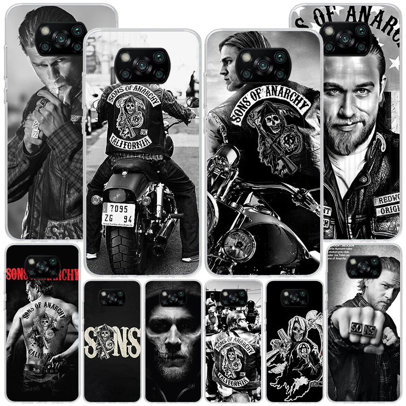 Sons Of Anarchy Black Phone Case For Xiaomi Poco X7 X6 X5 X4 X3 Nfc F6 F5 Pro F4 Gt F3 F2 F1 M5S M4 M3 Personalized Print Cover