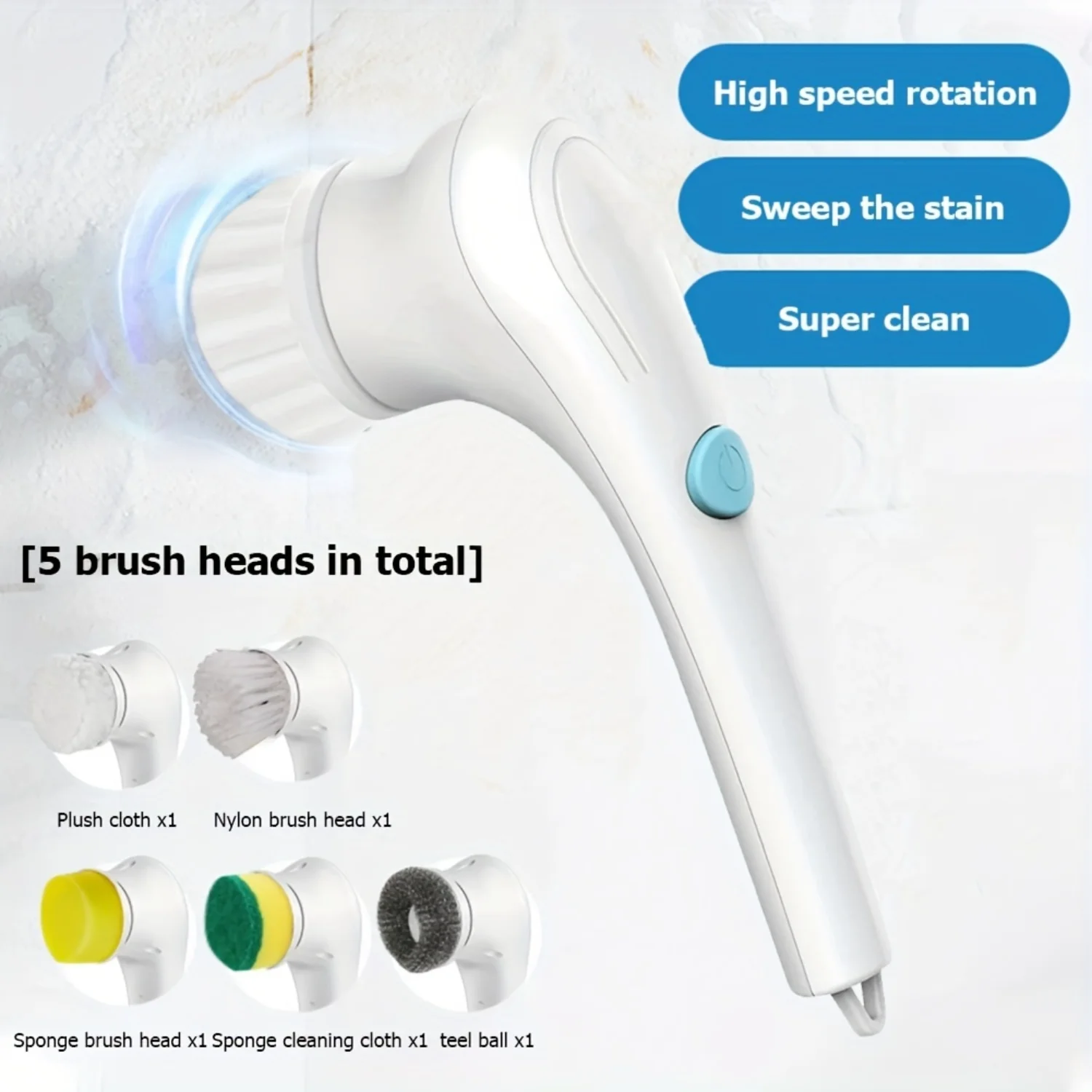 

Magic Power Scrub Brush - Rechargeable 5-in-1 Cleaning Tool for Kitchen, Bathroom & Dishes
