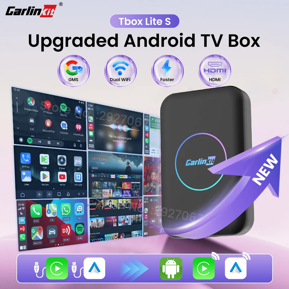 CarlinKit Android TV Box Lite S for OEM Car Wireless CarPlay & Android Auto Adapter HD Output HDMI Dual WiFi Video Streaming Box