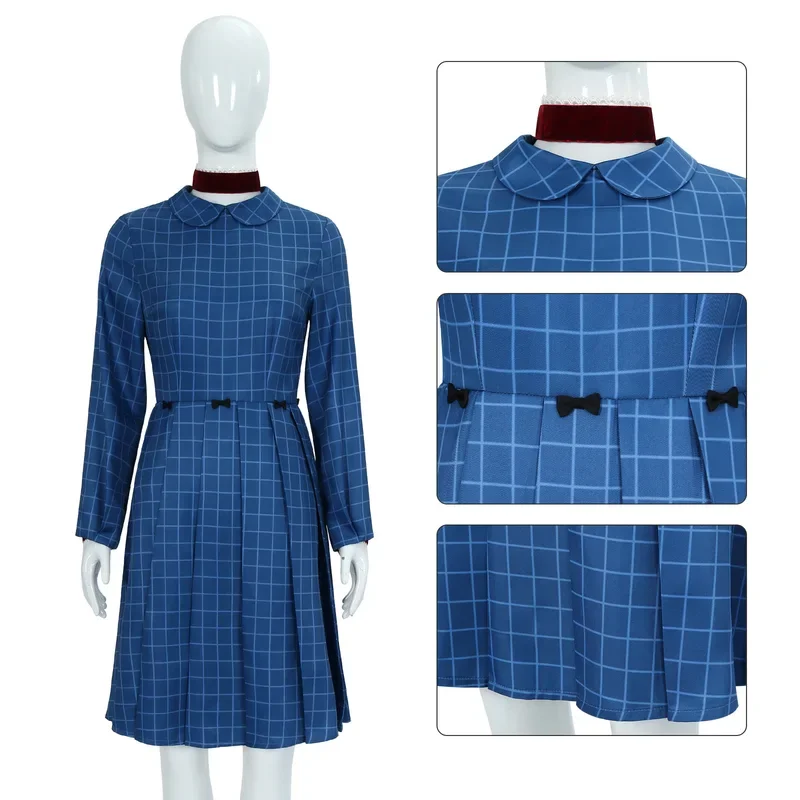 FC6Orphan Esther Coleman Cosplay New Scary Movie Costume Blue Plaid Dress Leena Klammer Season 3 Women Girls Halloween Part@FC8！