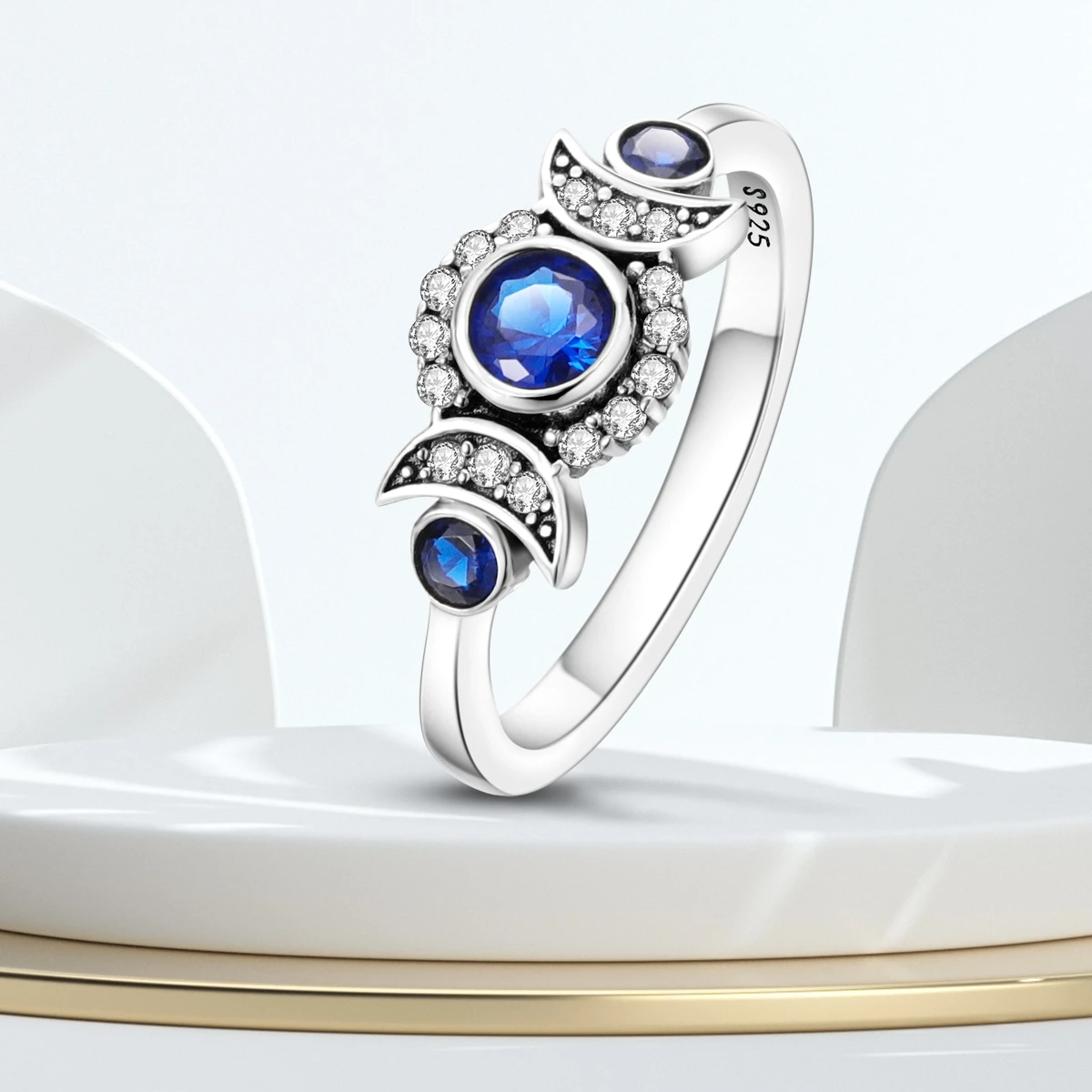 Anello chiuso in argento Sterling 925 Star Moon Sun Starry Sky Series per le donne regali di compleanno di san valentino accessorio per gioielli da