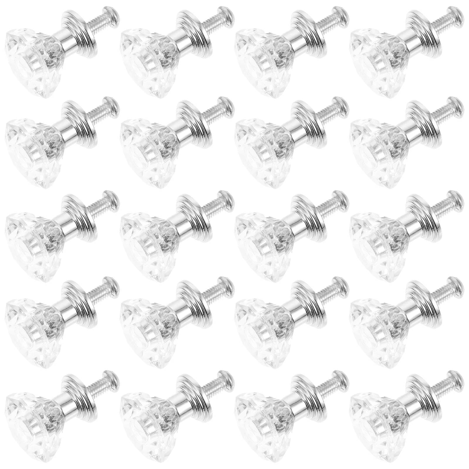 

20 Pcs Barn Handle Cabinet Knob Crystal Brushed Gold Handles Silver Plastic Door Ornament