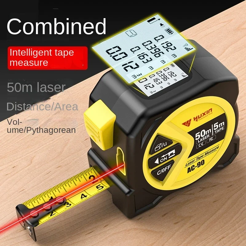 Home Renovation Dual-Function Laser Tape Measure with Infrared HD Smart Digital Display for Height and Distance Measurement