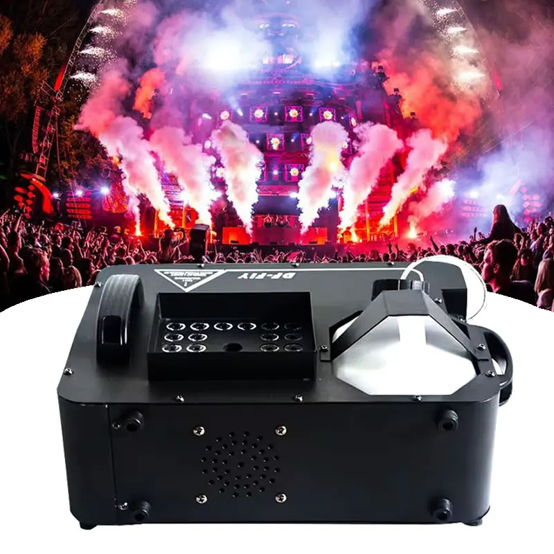 

DMX 1500W Pyro Vertical Fog Jet Machine RGB 24X9W LED 3in1Air Column Smoke Spray Machine for DJ Disco Party Concert Stage Effect