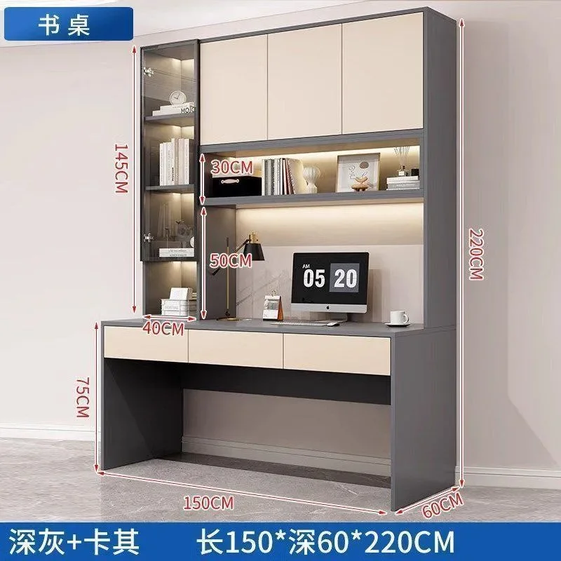 For Solid Wood Desk Bookcase Integrated Table Student Home Bedroom Medieval Computer Table New Children's Double Study Table