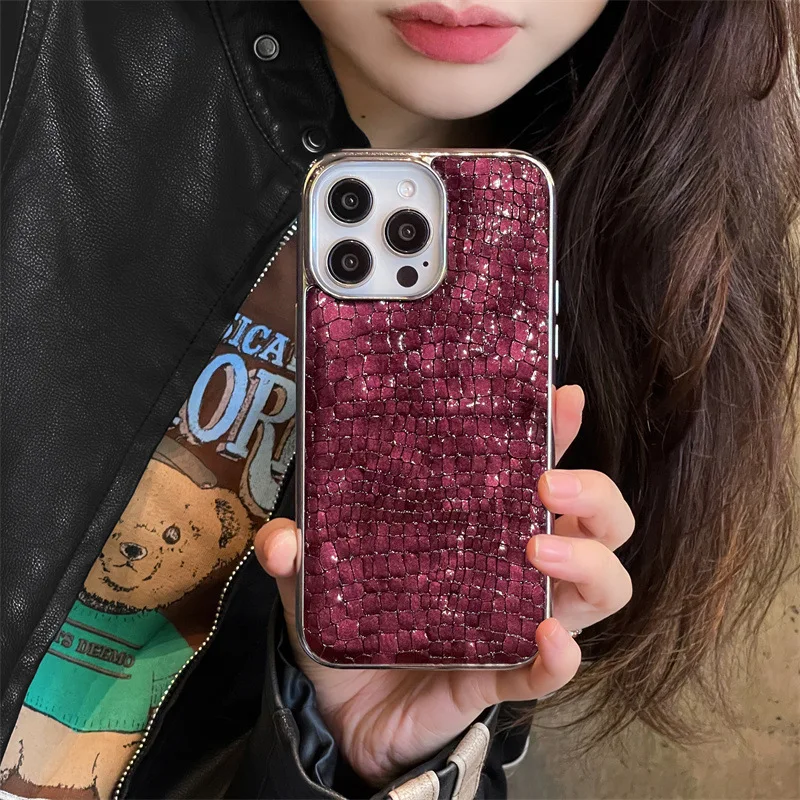 

Роскошный глянцевый чехол с крокодиловым узором для iPhone 16, 15, 14, 13, 12, Pro Max 16 Plus, крутой доспех, противоударный яркий цветной чехол