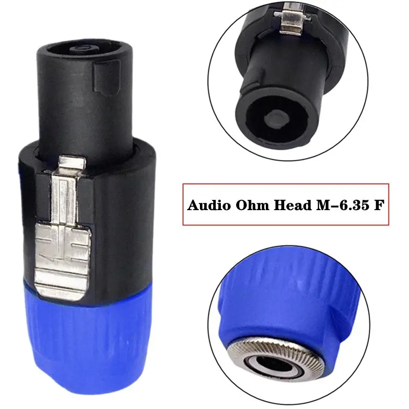 Speakon-enchufe profesional de cuatro núcleos a adaptador hembra de 6,35mm, adaptador de Audio Ohm macho a hembra de 6,35mm