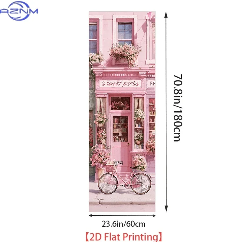 Fridge Magnet Sticker  Pink House Flower Lane Sweet Shop Theme Design Wall Sticker Self-Adhesive Fridge Magnet Kitchen Wall De