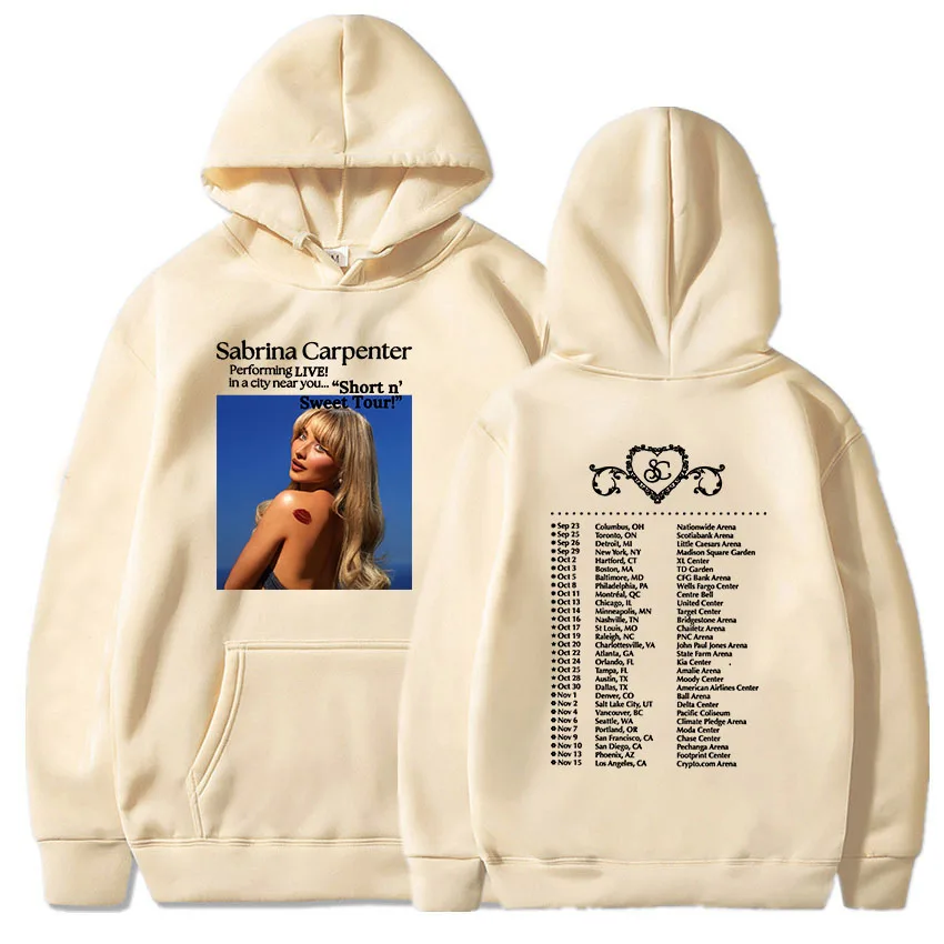 Short N\' Sweet Album 2024 Tour Hoodies Sabrina Carpenter Singer Graphic Sweatshirts Sudadera Mujer Winter Hooded Fleece Pullover