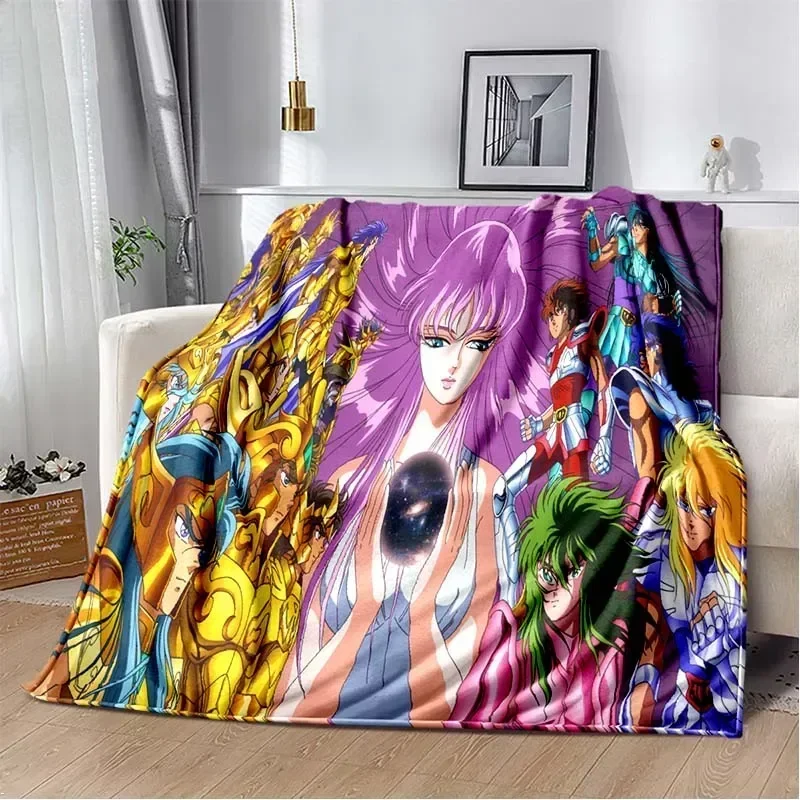 Anime 3D Retro Saint Seiya Flannel Kids Blanket Throw for Bed Sofa Nap Blankets 150x200cm Boy Girl Bed Decor Festival Gift