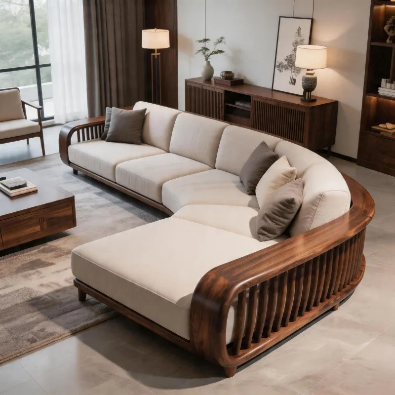 Song's aesthetic curved sofa, modern light luxury large flat-layer home high-end sofa